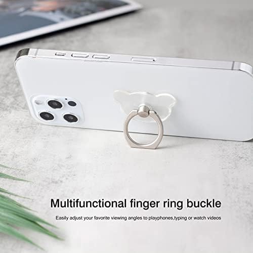 [2 מארז] שקוף דוב ראש אצבע טבעת טלפון סלולרי טבעת מחזיק מעמד,360 תואר סיבוב 180 תואר מתכוונן אצבע